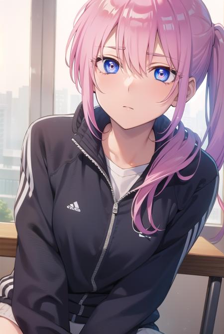 miyakoshikimori, <lyco:miyakoshikimori-lyco-nochekaiser:1>,
miyako shikimori, long hair, blue eyes, hair between eyes, pink hair,
BREAK long sleeves, jacket, white shirt, side ponytail, blue jacket, track jacket, track suit,
BREAK looking at viewer,
BREAK indoors, classroom,
BREAK <lyco:GoodHands-beta2:1>, (masterpiece:1.2), best quality, high resolution, unity 8k wallpaper, (illustration:0.8), (beautiful detailed eyes:1.6), extremely detailed face, perfect lighting, extremely detailed CG, (perfect hands, perfect anatomy),