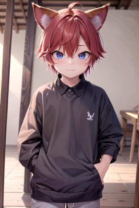 <lora:aki_sd_v10:0.5>,1boy, aki, crimson hair, animal ears, masterpiece, ultra detail