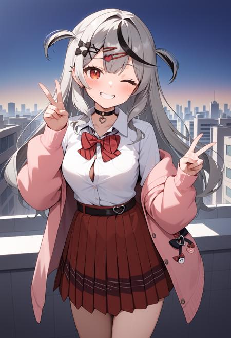 aachloe, medium hair, streaked hair, grey hair, x hair ornament, braided bangs, red eyes, breasts, black collar, harness, cleavage, belt bra, white camisole, black jacket, off shoulder, long sleeves, fingerless gloves, black gloves, black belt, plaid skirt, red skirt, garter straps, torn thighhighs, black thighhighs aachloe, medium hair, streaked hair, grey hair, x hair ornament, braided bangs, red eyes, breasts, black collar, collabone, cleavage, white camisole, arm strap, black belt, plaid skirt, red skirt, garter straps, torn thighhighs, black thighhighs aachloe, medium hair, streaked hair, grey hair, hood up, red bow, x hair ornament, braided bangs, red eyes, breasts, black collar, bare shoulders, harness, belt bra, underboob, off shoulder, black jacket, long sleeves, fingerless gloves, black gloves, stomach, black belt, black panties, torn thighhighs, black thighhighs bbchloe, streaked hair, grey hair, braid, single hair bun, tassel hair ornament, hair flower, hair bow, blunt bangs, red eyes, breasts, black choker, off shoulder, cleavage, bandages, print kimono, white kimono, frilled sleeves, wide sleeves, thigh strap aachloe, long hair, streaked hair, grey hair, single braid, hairclip, x hair ornament, red eyes, breasts, halterneck, bare shoulders, cleavage, layered bikini, plaid bow, red bow, black bikini, side-tie bikini bottom aachloe, medium hair, streaked hair, grey hair, animal ears, maid headdress, hair ribbon, x hair ornament, braided bangs, ear piercing, red eyes, breasts, cat tail, detached collar, red bowtie, harness, dress, underbust, detached sleeves, wrist cuffs, white apron, black skirt ccchloe, long hair, streaked hair, grey hair, two side up, hairclip, hair bow, hair ornament, red eyes, breasts, school uniform, black choker, red bowtie, collared shirt, white shirt, shirt tucked in, off shoulder, sweater, pink cardigan, long sleeves, loose belt, pleated skirt, red skirt ddchloe, streaked hair, grey hair, braid, twin drills, hair ribbon, hair bow, hairclip, hair ornament, bandaid, ear piercing, red eyes, breasts, bare shoulders, black bowtie, see-through, cleavage cutout, frilled shirt, grey shirt, sleeveless, off shoulder, red jacket, long sleeves, black belt, black skirt, garter straps, fishnet thighhighs, black thighhighs aachloe, medium hair, streaked hair, grey hair, black hairband, hair ribbon, x hair ornament, braided bangs, red eyes, breasts, cosplay, black collar, blue sailor collar, black neckerchief, cleavage, white shirt, underboob, sleeveless, elbow gloves, white gloves, midriff, microskirt, blue skirt, highleg panties, striped thighhighs