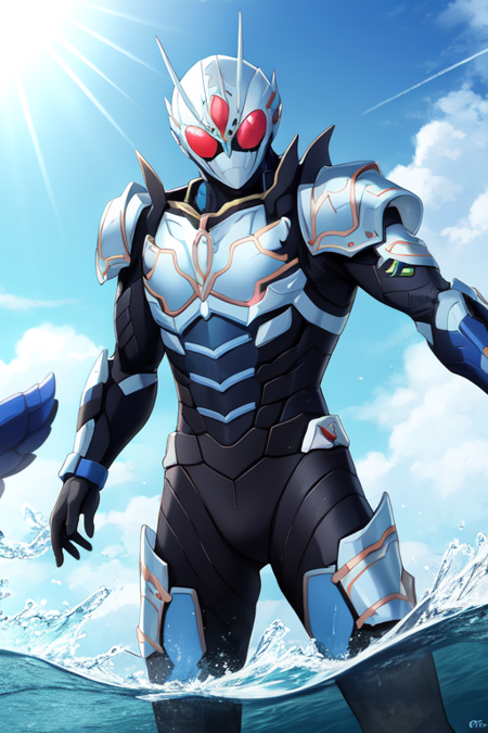 kamen rider, water, blue armor