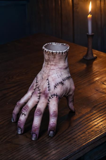 severed hand, black nails, stitches, fingers, thing (addams family), standing
