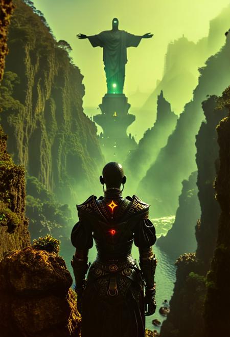 A hyper-realistic image of Ponta do Garajau, Madeira, Portugal. The scene features the rocky coastline with clear waters, showcasing the natural beauty of the Garajau Natural Reserve. In the background, the imposing statue of Cristo Rei stands at the top of a coastal ravine, facing the Atlantic Ocean. The image captures a sunny day with a slight haze, emphasizing the biodiversity and serenity of the area. Ultra-high detail, 8K resolution, and a cinematic perspective. Sunlight casts a warm glow on the rocks and the statue, highlighting the textures and colors of the natural environment
BREAK ()Hyoer Realistic:2.0)Polaroid picture an image of Ultra-realistic New York City under Wakandan rule: ((The towering skyscrapers now adorned with intricate African patterns and gleaming vibranium accents)). The streets are bustling with people in traditional Wakandan attire, while advanced technology seamlessly integrates into everyday life. The Statue of Liberty stands proudly, its torch replaced by a glowing heart-shaped herb symbol. ((In the distance, sleek Wakandan aircraft patrol the skies as citizens from both worlds coexist in harmony.))