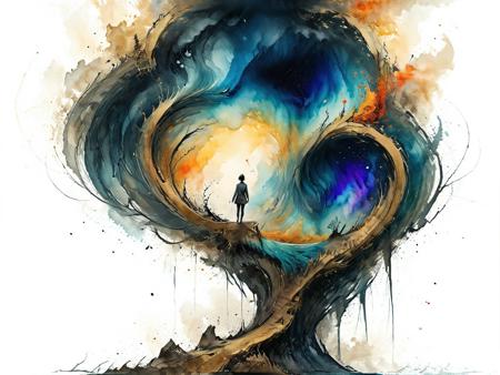 surreal, landscape scenery, watercolor and ink style, white background, artistic and abstract, whirlwind, key visual, ink painting art, vibrant colors, minimalism, soft brush strokes <lora:Cute_Drawing:0.8> <lora:hyperkraximalism_v1-1:0.8>