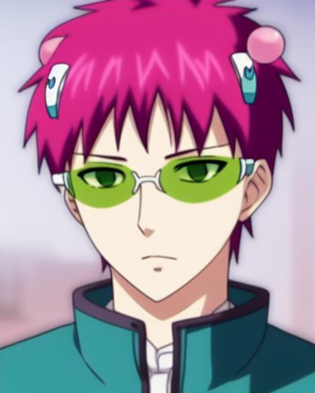 style-310 BORING-PSYCHIC 1boy_pink_hair_green_glasses_anime_handsome