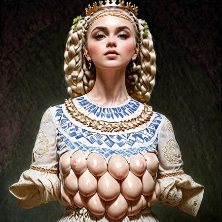 1girl,(multiple breasts), fertility blouse, shirt, crown braid, (best quality:1.2), High quality texture, intricate details, detailed texture, High quality shadow, Cinematic Light, Depth of field, light source contrast, perspective<lora:Artemis_Ephesus_v4:0.4>