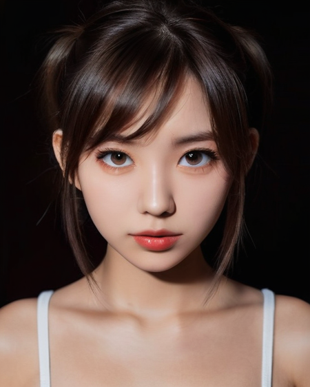centered, anime, portrait photo of a 20 y.o woman, cute face, cleavage, hard shadows