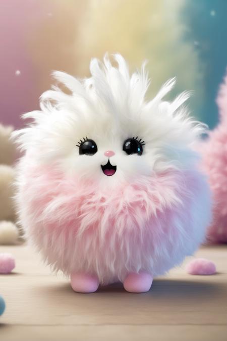 <lora:Cute Animals:1>Cute Animals - In the enchanted forest of Whimsywood, a magical creature unlike any other roams. Meet the Flooflepuff, the epitome of cuteness that brings joy and happiness to everyone who encounters it. The Flooflepuff is a small, palm-sized creature with a round, fluffy body covered in the softest, silkiest fur imaginable. Its fur comes in a pastel rainbow of colors that shimmer and change with its emotions, giving it an ethereal, otherworldly appearance. Its large, sparkling eyes are like pools of moonlight, captivating anyone who gazes into them. Atop the Flooflepuff's head are two adorable, floppy ears that twitch and wiggle in response to its surroundings. Its tiny, button-like nose sniffs the air curiously, while its delicate whiskers twitch with excitement. The Flooflepuff's short, stubby limbs end in tiny paws that leave heart-shaped prints wherever it goes. The tail of the Flooflepuff is a sight to behold: long, fluffy, and reminiscent of a feather duster, it gracefully sways behind the creature as it trots along. When the Flooflepuff is happy, it emits a gentle, tinkling sound like a wind chime, spreading an aura of joy and delight to everyone nearby. The Flooflepuff is not only incredibly cute but also possesses unique magical abilities. When it senses someone in need of comfort or companionship, it can multiply itself into a cuddle of Flooflepuffs, enveloping the person in a warm, fluffy embrace. With a gentle touch of their noses, the Flooflepuffs can also heal minor wounds and alleviate emotional pain. This endearing creature has captured the hearts of all who have encountered it, making the Flooflepuff the ultimate symbol of cuteness and love.