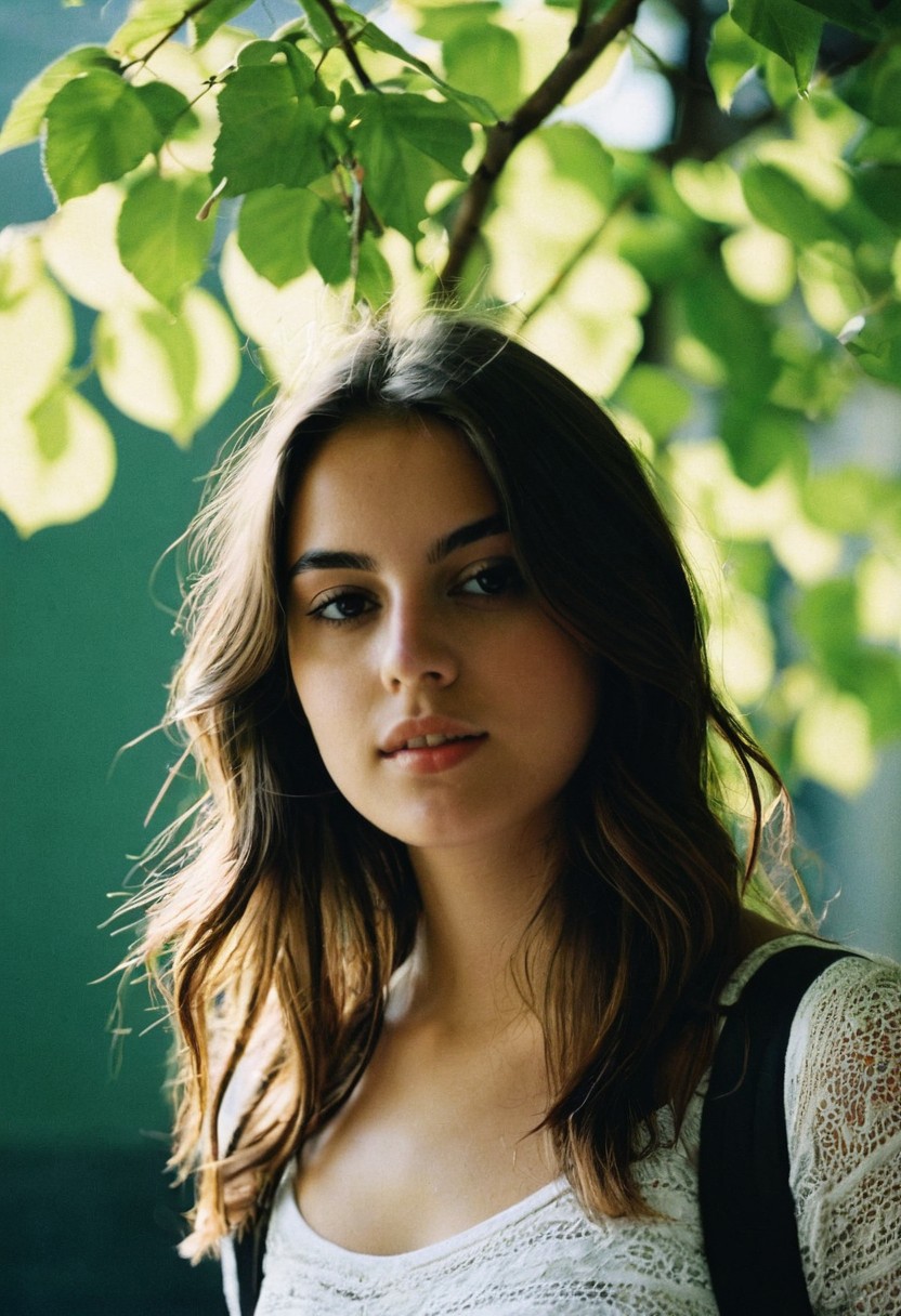 Photograph taken with Pentax K1000 SLR camera and 50mm lens, (natural sunlight from an open canopy), 18 year old stylish french girl