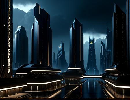 score_9, score_8_up, score_7_up,
<lora:Dystopian_Future_(Architecture)_(SDXL)_(AD):1> Dystopian Future, monumental architecture, architecture, city, cityscape, scenery, building, skyscraper, future, scifi, science fiction,  
8K, In'ei, chiaroscuro, rim lighting, perfect depth of field shot, beautiful, sharp focus, crisp details, subsurface scattering and reflections, god rays, ray tracing, 
idealized city, wide boulevards, busy city center, large plazas, plazas, photographic anime clouds and haze, dark rainy overcast skies, black clouds, abysmal haze, photographic realism, buildings, skyscrapers, metropolis, 8K CGI render, oppressive scale of architecture, black titanium, science fiction masterpiece, 
BREAK zPDXL, zPDXLxxx, <lora:sdxl_lightning_8step_lora:0.4> <lora:detailed_notrigger:0.5>