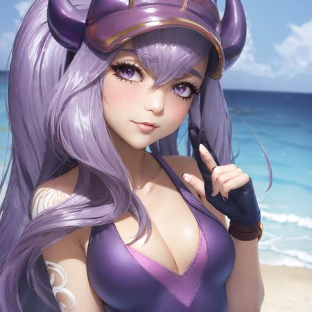 (detailed beach background), masterpiece, best quality, Pool_Party_Syndra, shy blush face, one-piece_swimsuit, fingerless_gloves, waving hand
 <lora:Pool_Party_Syndra-10:1>