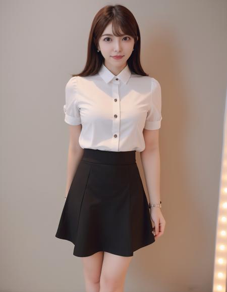 (upper thigh:1.7),(standing),
woman, aiuehara,
(white thin short sleeve blouse), (maxi skirt:1.5),
(dark brown eyes, pupil, Beautiful eye detail, Lights in the eyes:1.5), (rough skin:1.4),(Uneven skin tone:1.6),(smile:0.8),
(Professional Lighting),(dynamic angle),(from below:1.4),
indoor,
<lora:aiUeharaR508:0.8>