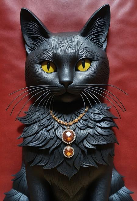 masterpiece,best quality,amazing quality,very aesthetic,high resolution,ultra-detailed,absurdres,newest,scenery,depth of field,scenery,volumetric lighting, beautiful, score_9, score_8_up, score_7_up, cs-l3ath3r, cat, cat made out of leather