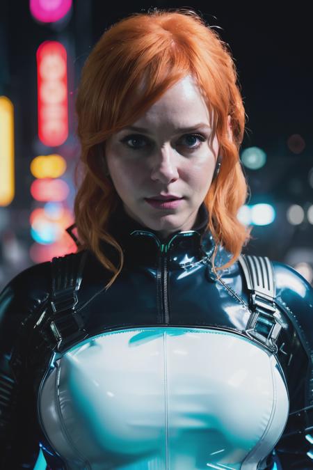christinaHendricks2  in cyber neon lighting, futurism, intricate futuristic jewelry accessories, cyberpunk glossy white latex turtleneck, hyper photorealistic, crispy quality, digital photography, trending in artstation, trending in pinterest, cinematic, 4 k ultra hd, art by pascal blanche, art by greg rutkowski