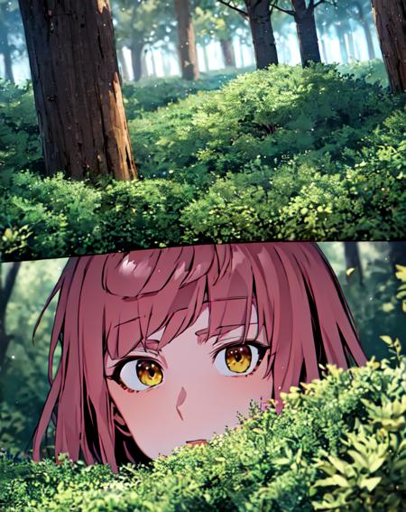 may_the_strongest_florist,  (extremely detailed CG unity 8k wallpaper), (masterpiece), (best quality), (ultra-detailed), (best illustration),(best shadow), (an extremely delicate and beautiful),  yellow eyes, forest  <lora:may_the_strongest_florist :0.85>