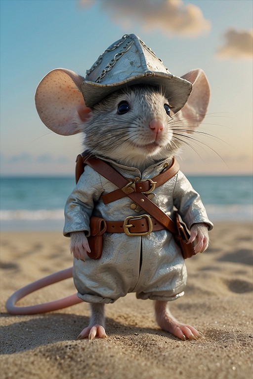 (masterpiece:1.4), professional photograhy, a small gray mouse,
BRAKE
conquistador
BRAKE
stands on the beach in the new wo...