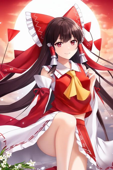 (masterpiece, best quality, highres, anime art style, pixiv), (1girl, solo, hakurei reimu), <lora:hakurei_reimu_xl-000030:0.7>