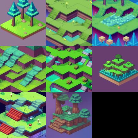 isometric magical forest, isopixel style