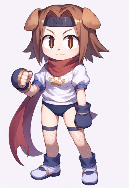 1girl, konoha, brown hair, short hair, brown eyes, headband, dog ears