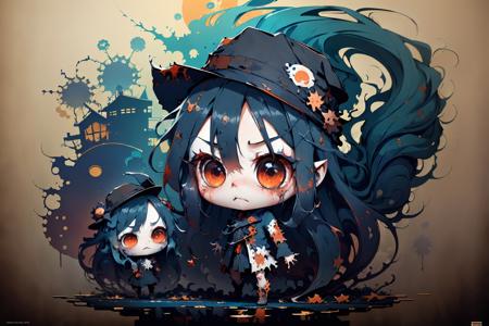 splash00d, chibi zombie, (very long hair:1.3), (cute:1.6) <lora:splash00d-000008:1>