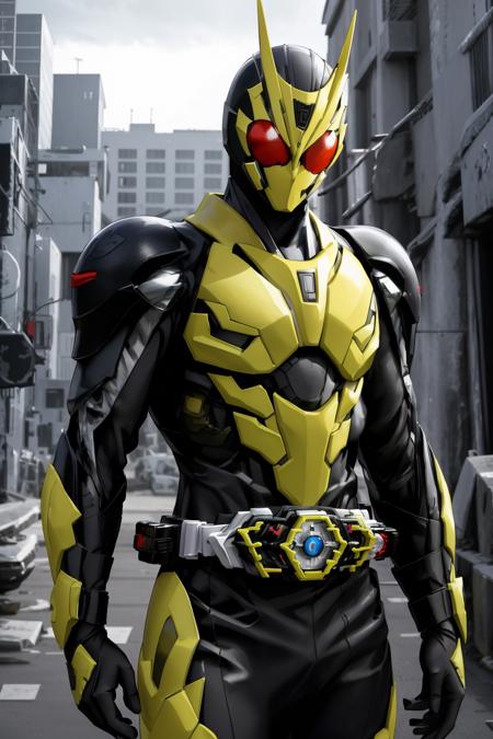 kamen rider zero one, a man in a yellow and black costume