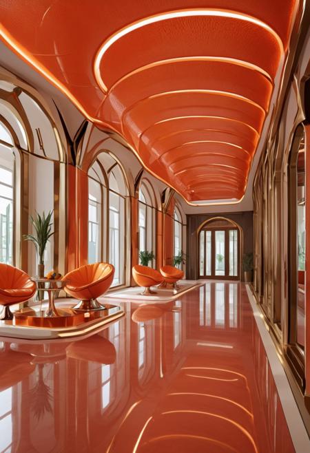 blood orange style, futuristic technology, elegant lines, utopian atmosphere, polished surfaces, smooth metallic surfaces,