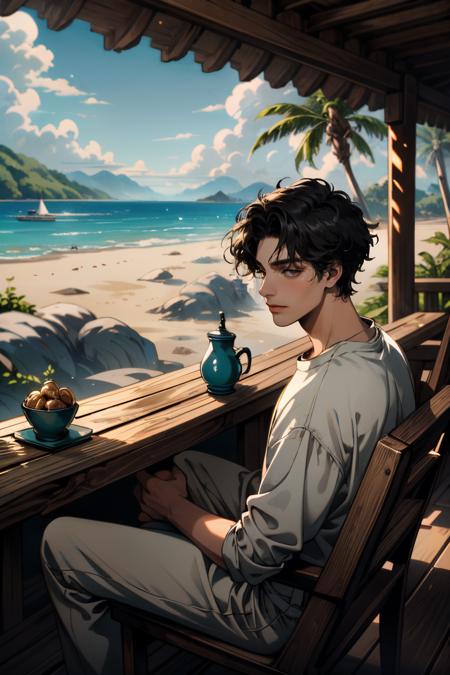 ((ultra detailed, masterpiece, absurdres))
 <lora:QuarryNick:0.9>
QuarryNick, 1boy, solo, black hair, brown eyes, A classic, vintage Parisian art studio with canvases and brushes