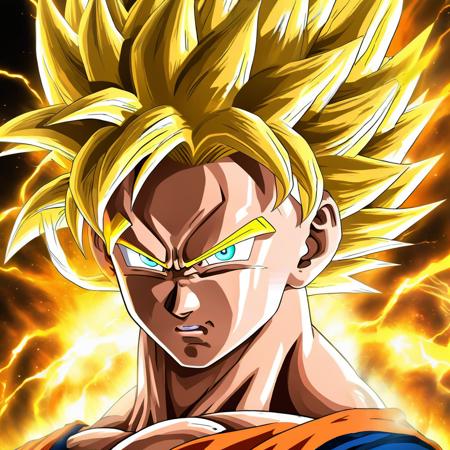 (Goku:0.75) going super saiyan, (perfect eyes:0.35)