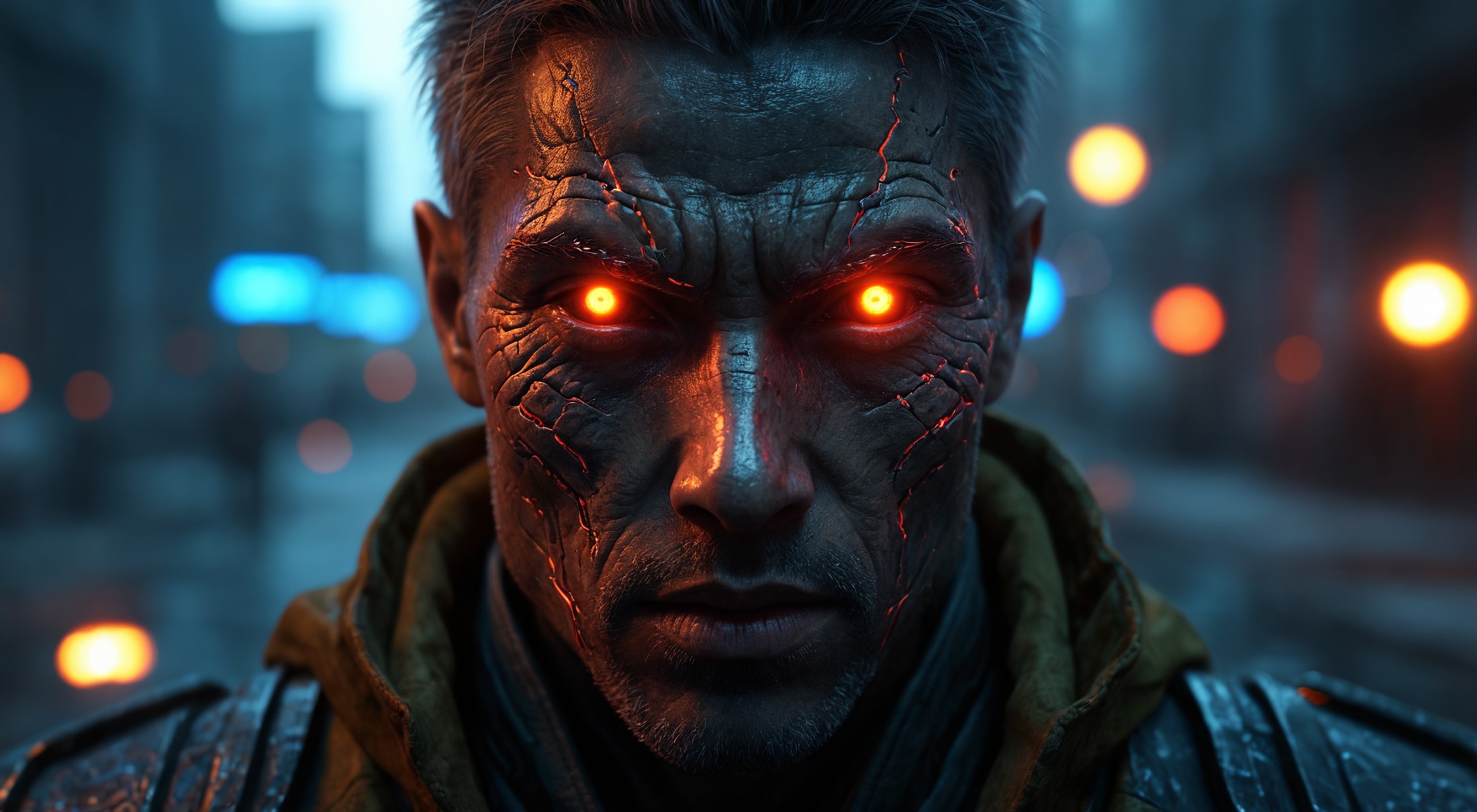 cinematic lighting, dark cyberpunk alley at night, (CyberMarble-450:0.9) cinematic extreme (PhotoHelper:0.8) face close-up...