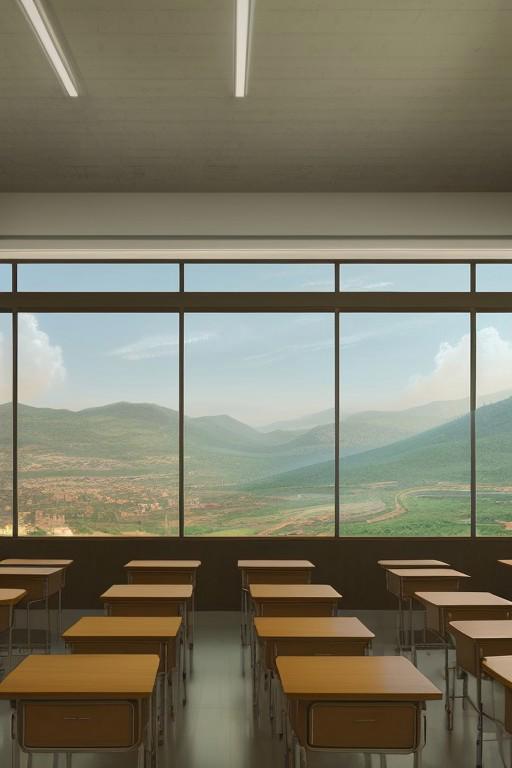 scenic landscape of a classroom in phoenicia  by Zhelong Xu , Xanti Schawinsky , Marianne North