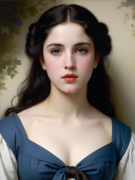 <lora:05ClassicalArt_Hap_XL:3.5>, William-Adolphe Bouguereau style, <lora:add-detail-xl:0.00001>, 1woman, solo, eyeliner, gorgeous lips, black long hair, blue eyes, a mole on the right side of the mouth, a classic shape, ties, thin eyebrows, painted eyelashes, an elegant face,