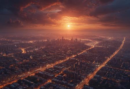 realistic, RAW photo, high quality, Stable_Yogis_PDXL_Positives, <lora:High Angle style:0.7> High Angle style, from above, High Angle from above of a huge <lora:Space_Worlds_Minis_3:0.6> swminis3all. swminis3, swminis3all. swminis3bis, made of <lora:boringRealism_primaryV4:0.7>,prisms, in ,  vast city with street lamps,<lora:Space_Ship_Concept_Art_VW_Style:0.1> Panoramic, landscape, futuristic, ship, night,twilight sunrise, in <lora:tbh326-sdxl:0.5> style of Alena Aenami, featuring <lora:energy:0.5> energy,black and orange