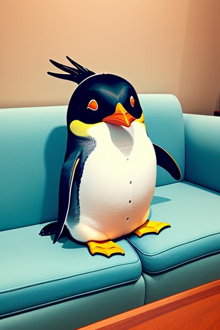 a fat penguin in couch