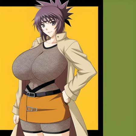 <lora:AnkoMitarashi:0.6>, AnkoMitarashi, big_breasts, AnkoCoat, AnkoFishnet, microskirt