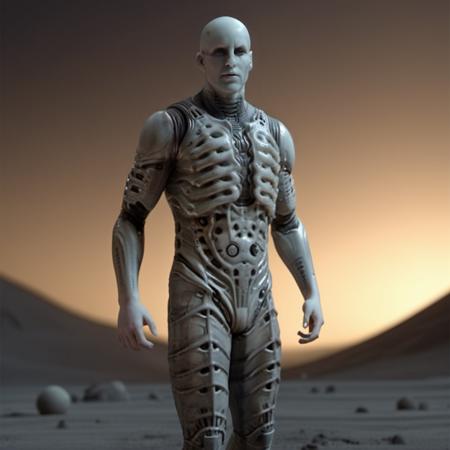 Engineer1024, full body, a bald pale man on a deserted planet, highly detailed, photography, ultra sharp, film, bokeh, professional, 4k  <lora:Engineer1024:0.8>