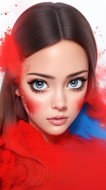 <lora:Sexy-PuertoRican:1> black hair, brown eyes, full lips, red powder, white powder and deep blue powder splashes on background, high quality photography, <lora:powder_v1.0:1>