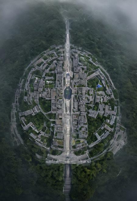 (POV view , DOF, first people view from the entrance, low angle shot:1.4), in haevy rain,
(Ancient civilization, Alien Prometheus movie scene, dune movie scene:1.5), (The colonial city of the future, in the mist-filled Grand Canyon, on an unknown Earth-like planet, 2 moon on sky, Spaceship flight connects colonies, waterfulls:1.3), (Machu Picchu, a mountain settlement, incredibly spectacular:1.2), (Mario Botta:1.3), (avant-garde, future, reality, science fiction, photorealistic), (modern architecture:1.2), White limestone and black granite, fountain, waterfall, landmark, square, path, narrow street,
(Large Files, Ultra Realistic, 8K, 16k, FHD, HD, VFX, Perfect, Photography, composition, Architecture Sales Photography, Architecture Competition, Ultra High Resolution, Cinematography, High Resolution Image:1.1), (dramatic lighting, direct sunlight, ray tracing, clear shadow:1.2),  (real landscape:1.1), (blurred background:1.0), (urban background, more_details) ,
extremely detailed, hillscastel, great lighting, Archiviz, Rowhouse