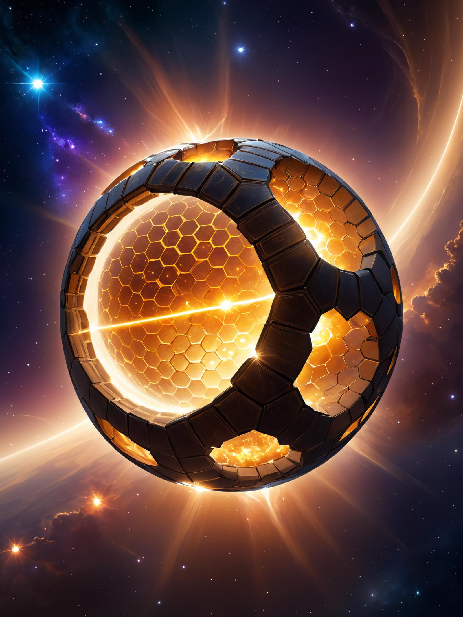 A large, detailed soccer ball floating in space.