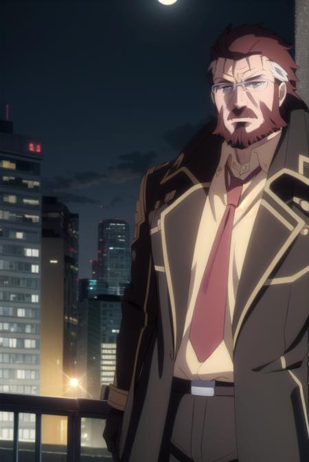 blitztalker, <lora:blitz talker s1-lora-nochekaiser:1>,
blitz talker, brown hair, male focus, red hair, multicolored hair, facial hair, scar, (black eyes:1.5), beard, glasses,
BREAK shirt, gloves, necktie, black gloves, coat, yellow shirt,
BREAK outdoor, city, night, sky, buildings, moon, clouds,
BREAK looking at viewer, (cowboy shot:1.5),
BREAK <lyco:GoodHands-beta2:1>, (masterpiece:1.2), best quality, high resolution, unity 8k wallpaper, (illustration:0.8), (beautiful detailed eyes:1.6), extremely detailed face, perfect lighting, extremely detailed CG, (perfect hands, perfect anatomy),