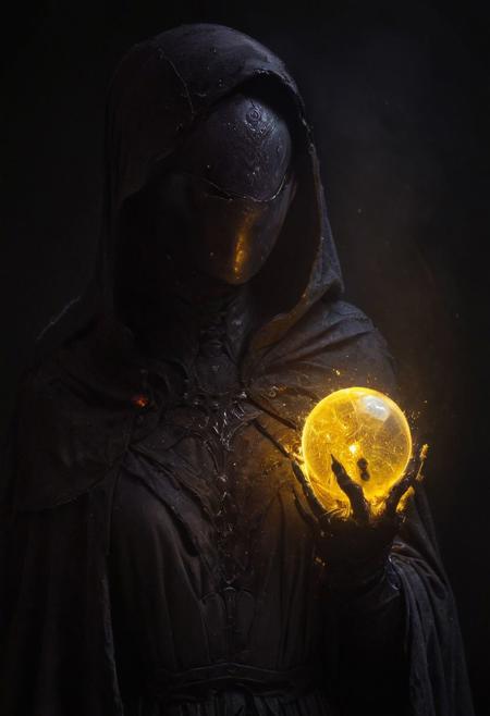 AtomicHeartTwinsCosplay in absolute darkness, profoundly no light, 
pointed hat, translucent skin, amazing quality, masterpiece, best quality, hyper detailed, ultra detailed, UHD, perfect anatomy, portrait, dof, hyper-realism, majestic, awesome, inspiring, closeup, an weathered outworn old Fantasy cape, smooth, Closeup, rust paint peelz, atmospheric haze, cinematic composition, soft shadows, national geographic style, yellow and purple electric sparks, crawling on four, looking at viewer