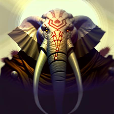 Portrait of an Loxodon_Person, Fantasy, Frostpunk, Volumetric lighting, concept art, brush stroke style, artstation, trending, highly detailed, art by greg rutkowski