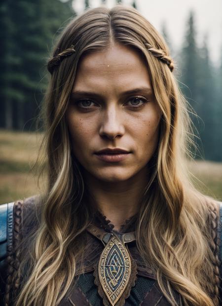 A stunning intricate full color portrait of (sks woman:1) as (viking warrior), (barbarian),  epic character composition, by ilya kuvshinov, alessio albi, nina masic, sharp focus, natural lighting, subsurface scattering, f2, 35mm, film grain, <lora:locon_vinessashaw_v1_from_v1_64_32:1>