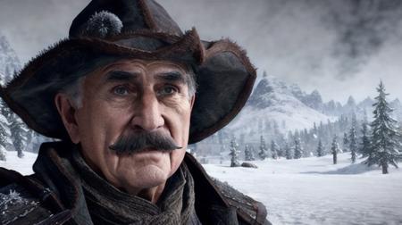 <lora:Kanevsky:0.85> 1 person, very surprised old man with a mustache in Skyrim, snow, magic, dragons, skyrim style, HDR, UHD