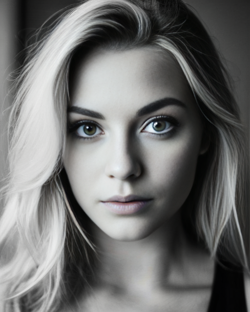 b&w, instagram photo, portrait photo of 26 y.o blonde woman, perfect detailed eyes, natural skin, hard shadows, film grain