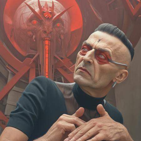 in the style of futurism, (surrealism), 666, satan, modernism, (brutalism),