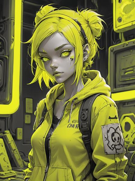 conrtneo, detailed cartoon, neon yellow ambient occlusion, atmospheric, <lora:- SDXL - conrtneo _neon-concrete _V1.0:1>