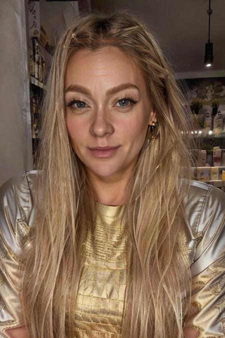 <lora:Cherry_Healey:1> masterpiece, best quality, detailed face, 1girl, solo, realistic, c1873h, long blonde_hair, knight costume ,  pharmacy , night