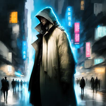 photo, Cyber Hacker Man standing, wearing Trenchcoat in the Streets of Hong Kong (CyberHacker style:1)  <lora:djzCyberHacker:0.8>