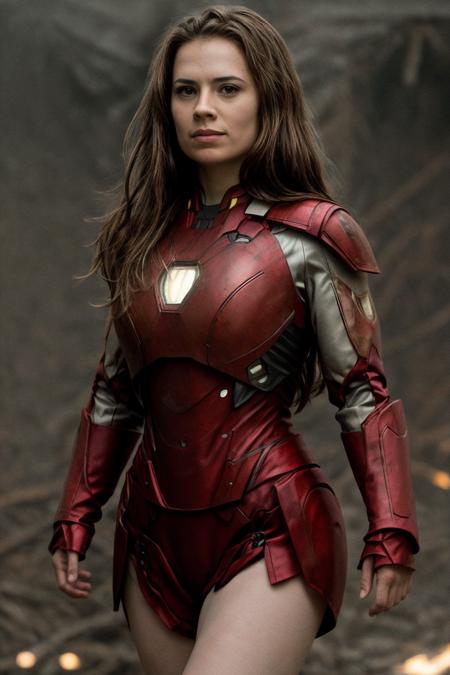 closeup, (hlh woman:1.0),  as Iron Man, , heavy armor <lora:HayleyAtwellDogu:1>