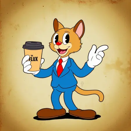 1930s rubber hose cartoon style / "Cuphead" style - FLUX