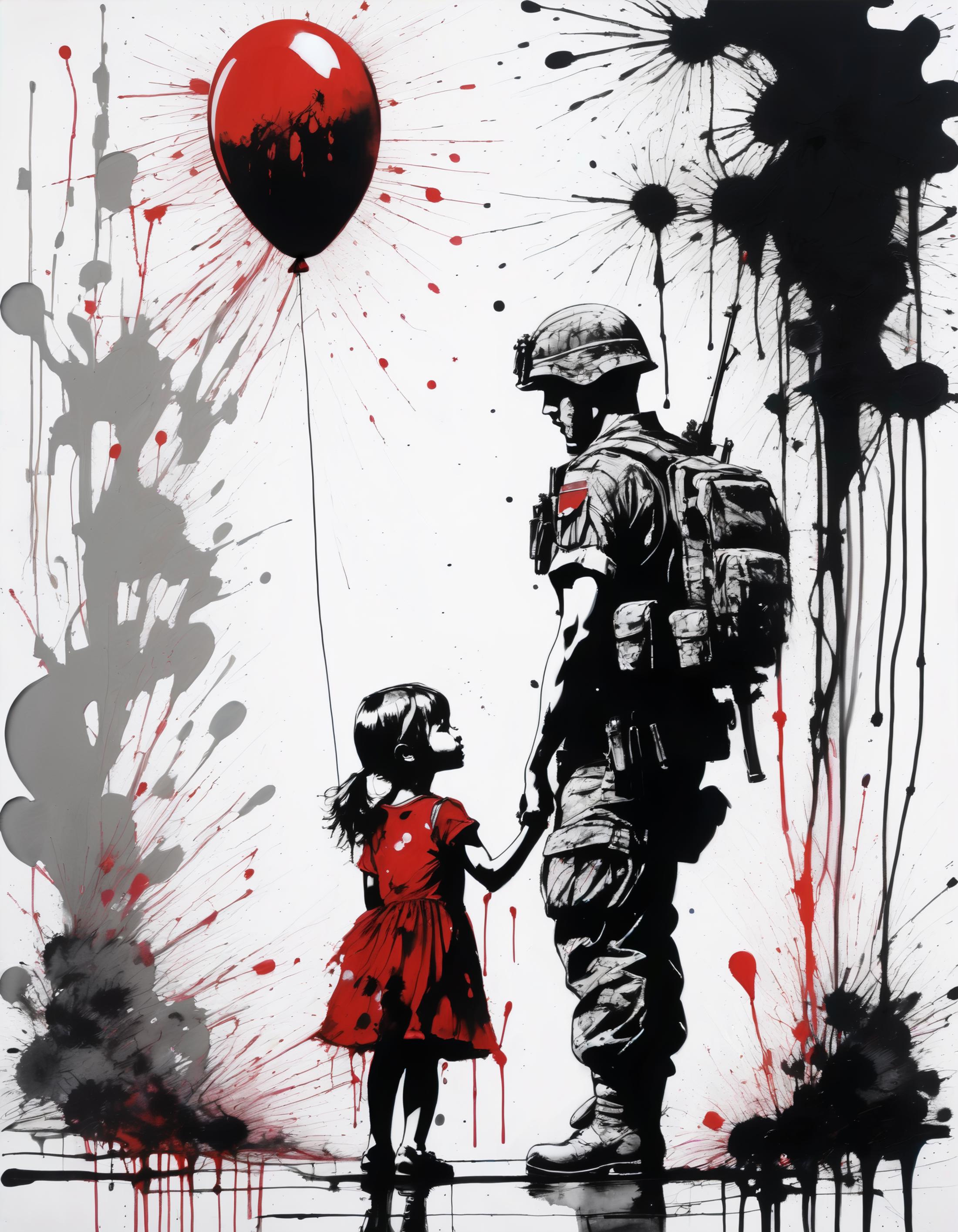 A Soldier and a Little Girl Holding Hands